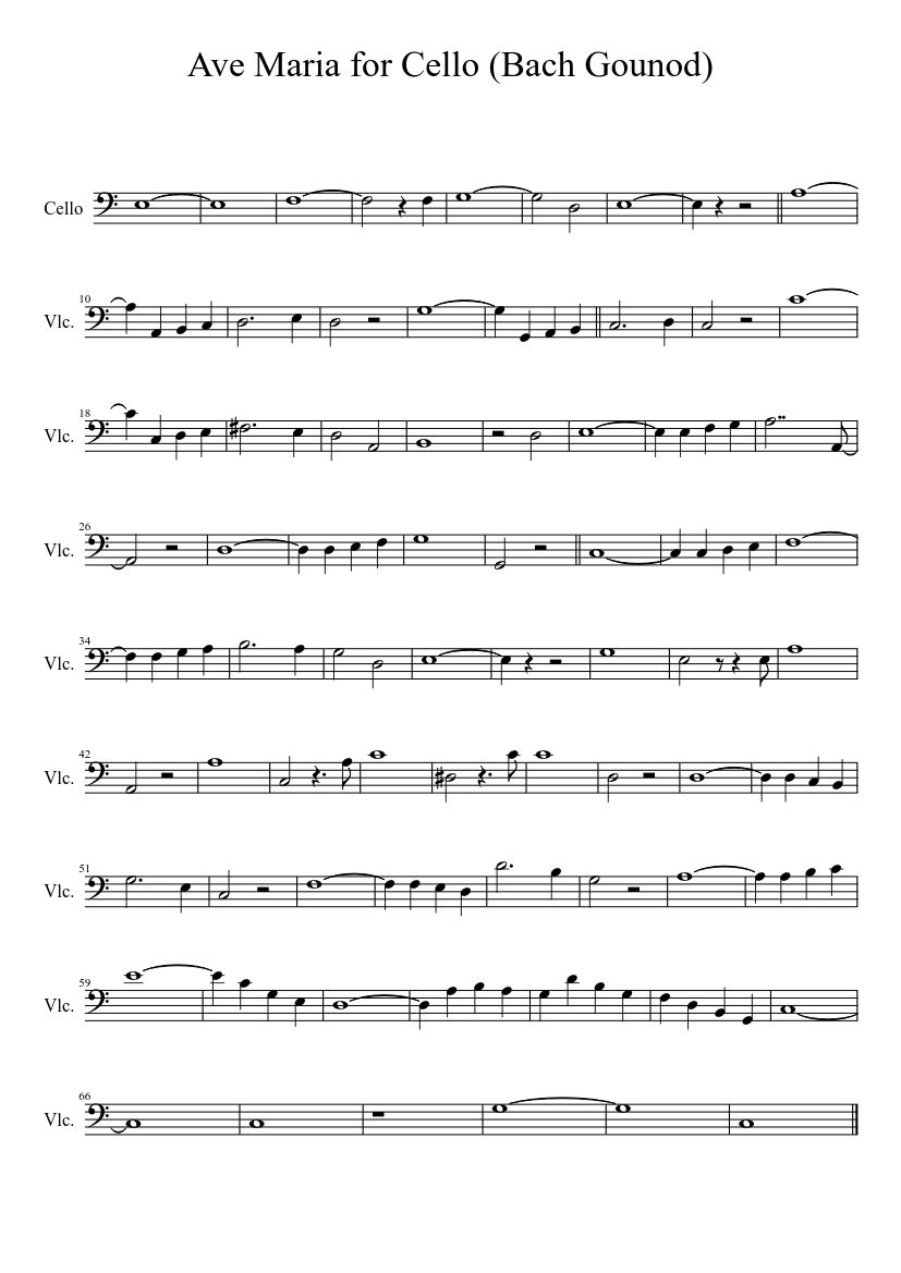Ave Maria for Cello (Bach Gounod) Sheet music for Cello (Solo) |  Musescore.com