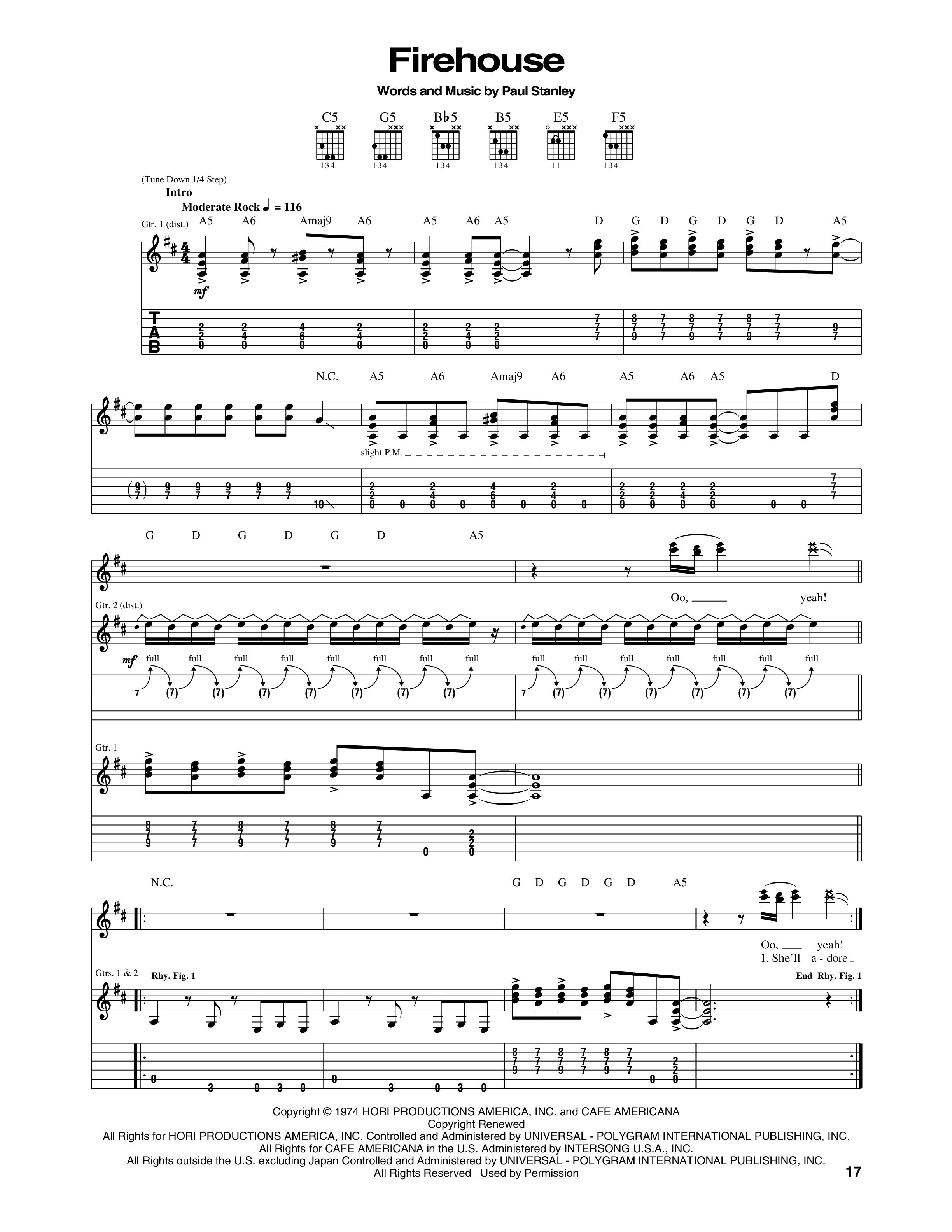 Firehouse の公式楽譜を演奏する by KISS ギター | MuseScore.com