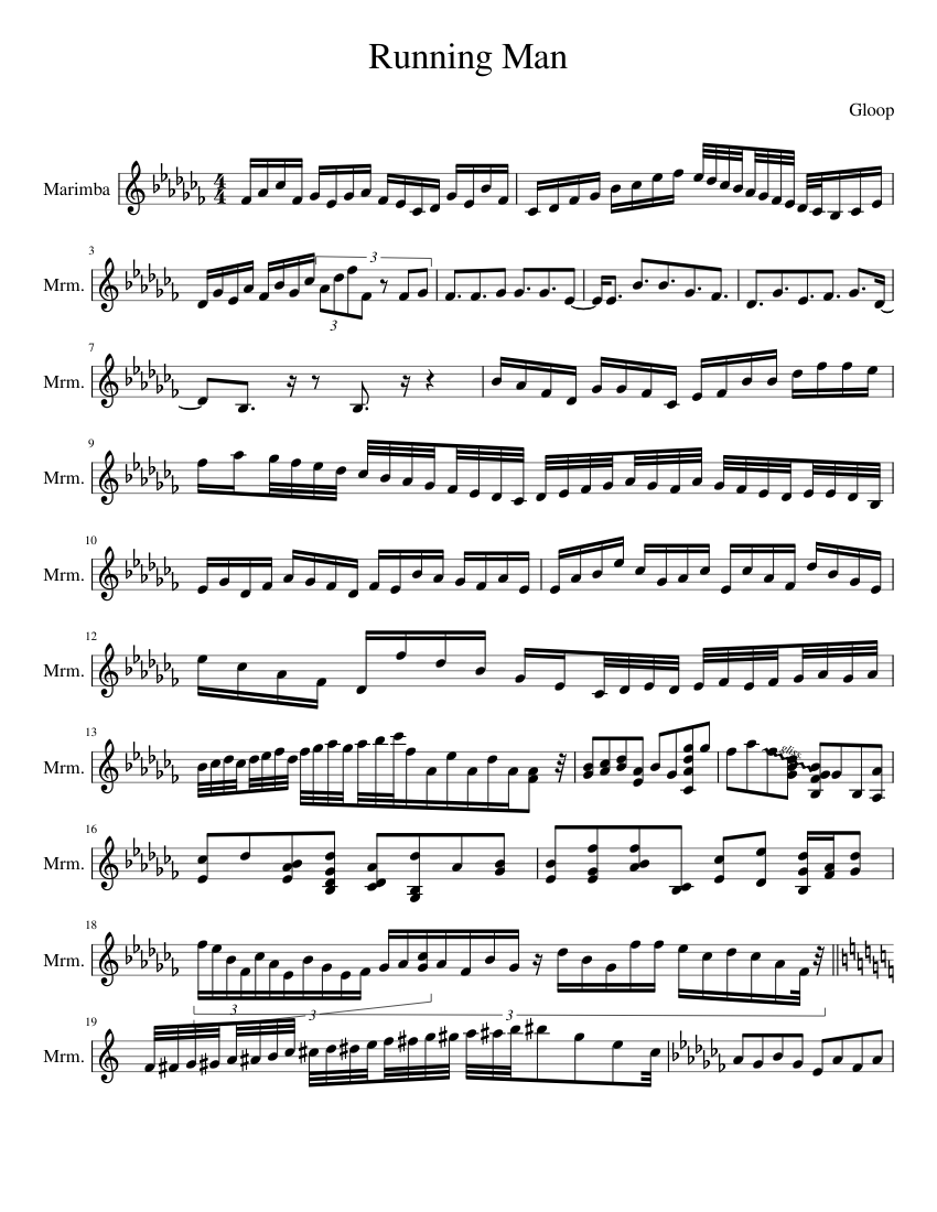 Running Man Sheet music for Marimba (Solo) | Musescore.com