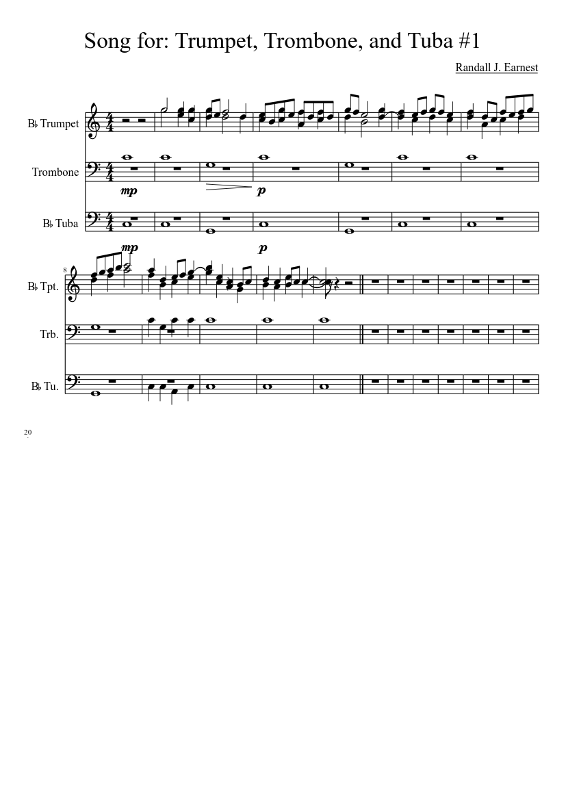 Song for: Trumpet, Trombone, & Tuba #1 Sheet music for Trombone, Tuba,  Trumpet other (Mixed Trio) | Musescore.com