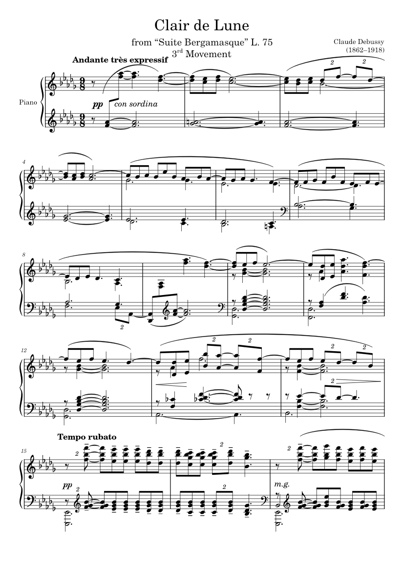 Clair De Lune Sheet Music For Piano Solo Musescore Com