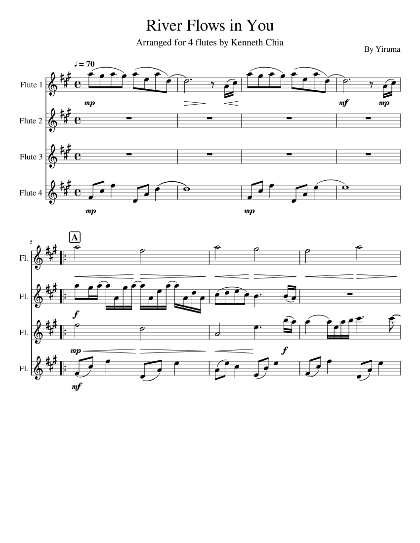 River Flows in You Sheet music for Flute (Mixed Quartet) | Musescore.com