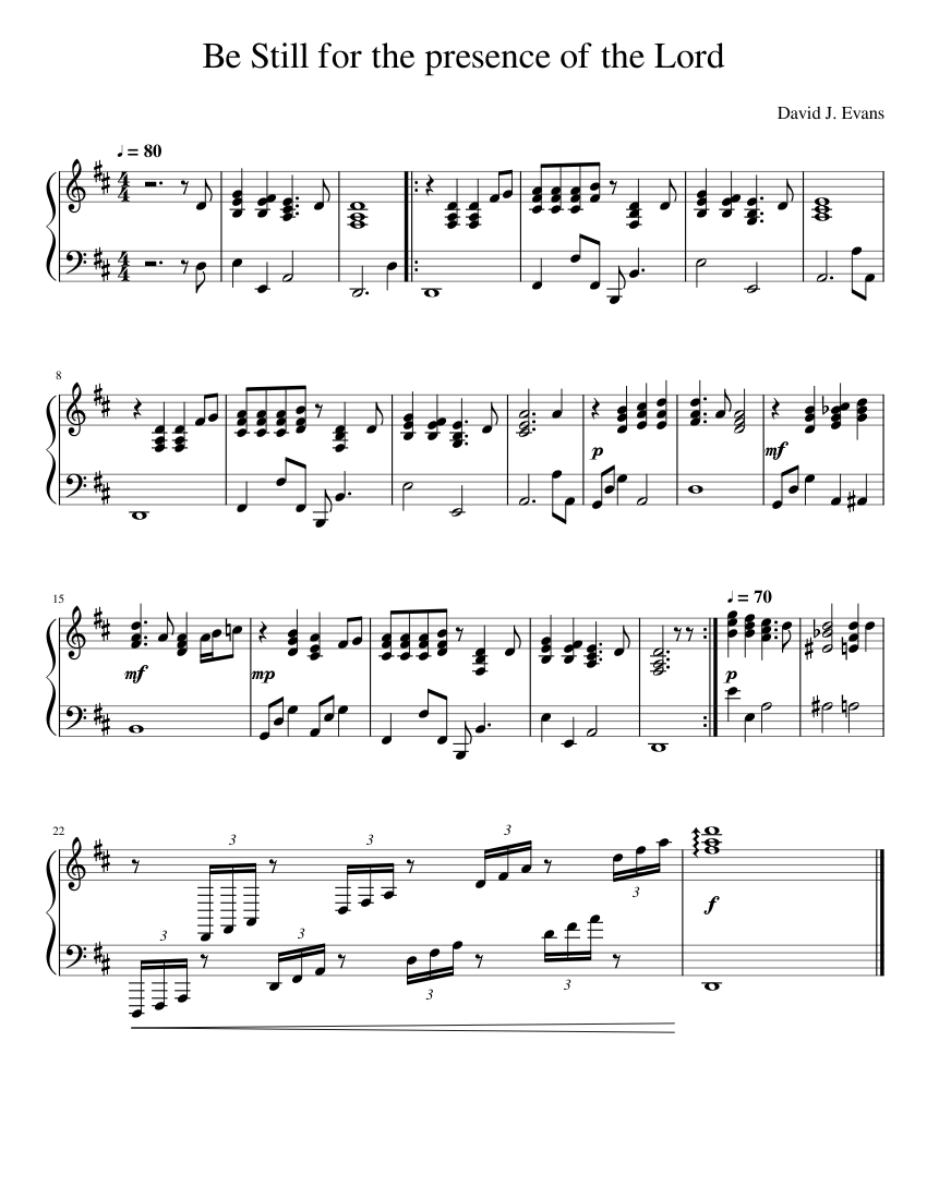 be still for the presence of the lord