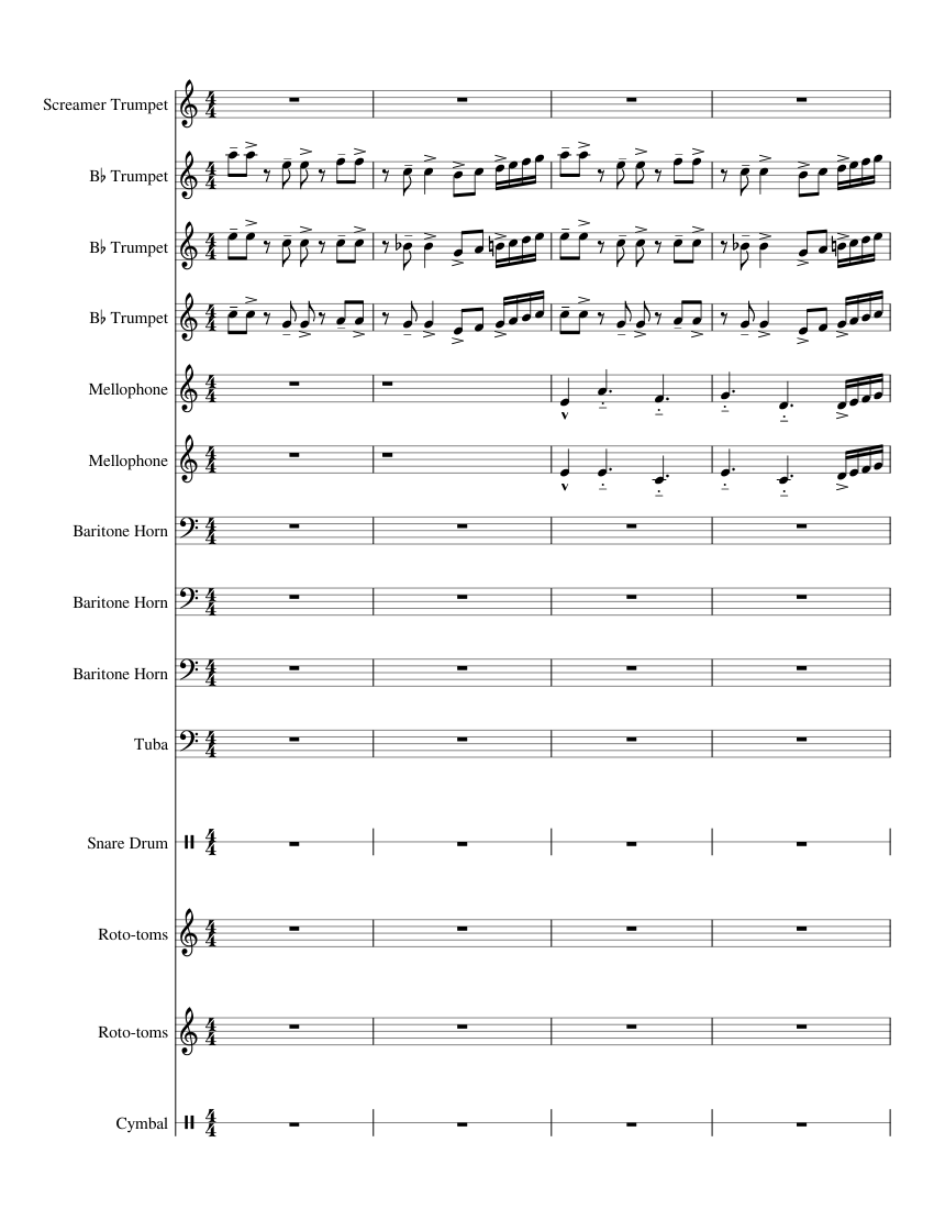 DCI Opener Sheet music for Tuba, Mellophone, Trumpet in bflat, Snare