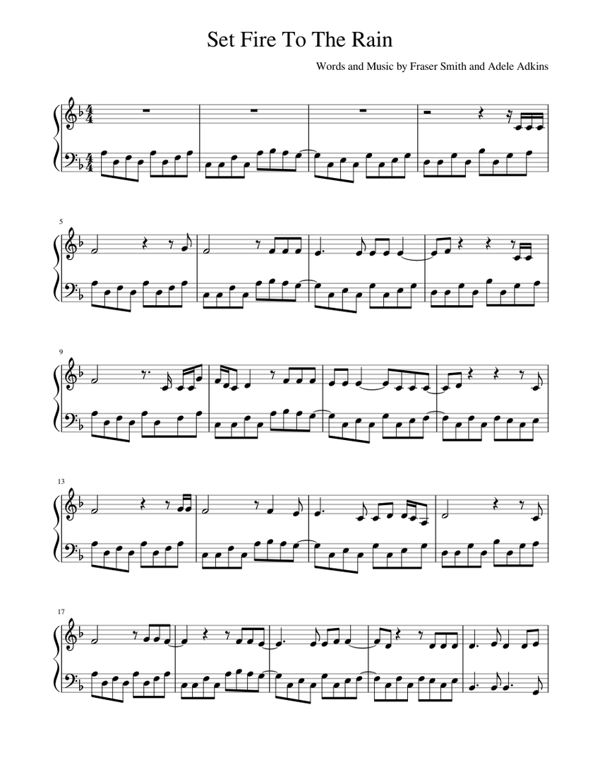 Set Fire To The Rain Sheet music for Piano (Solo) | Musescore.com