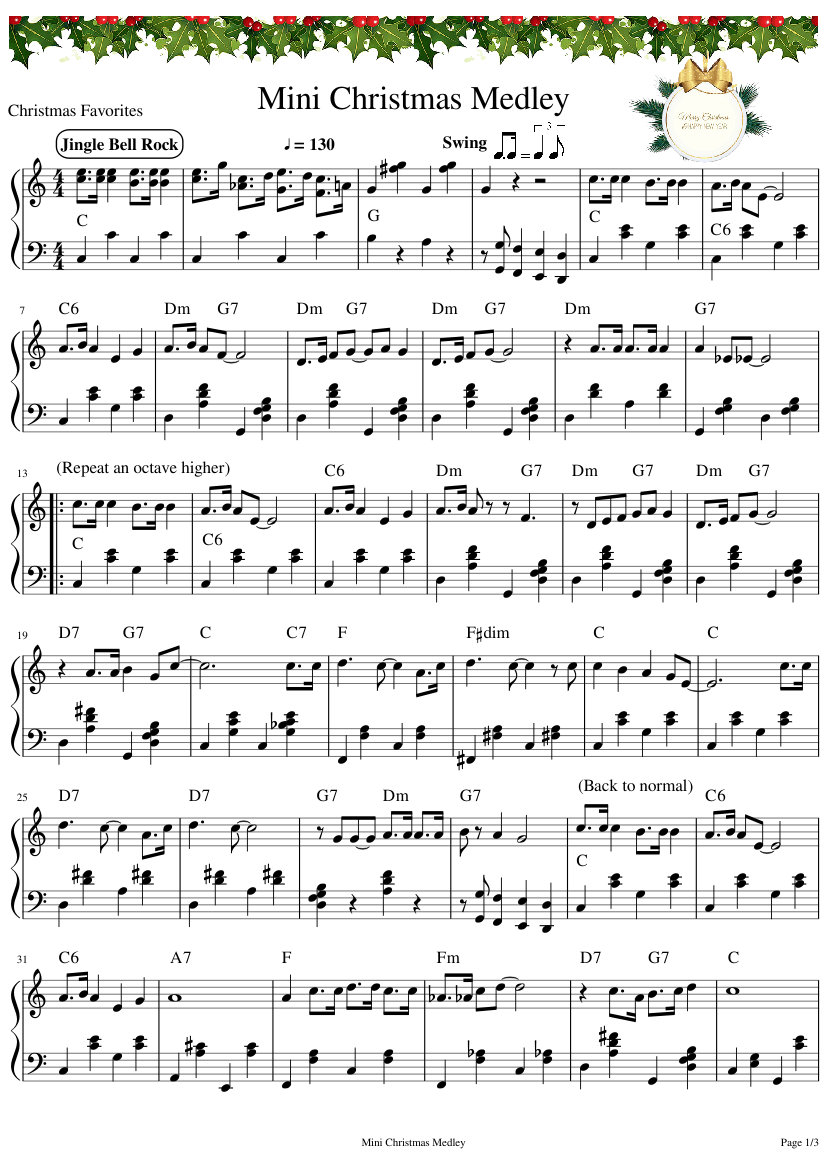 christmas piano sheet music