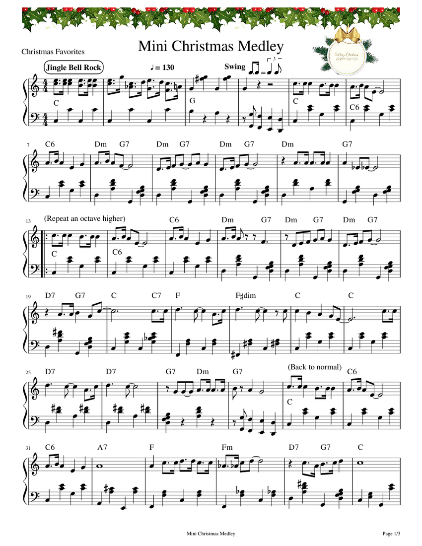 Mini Christmas Medley Sheet music for Piano (Solo) | Musescore.com