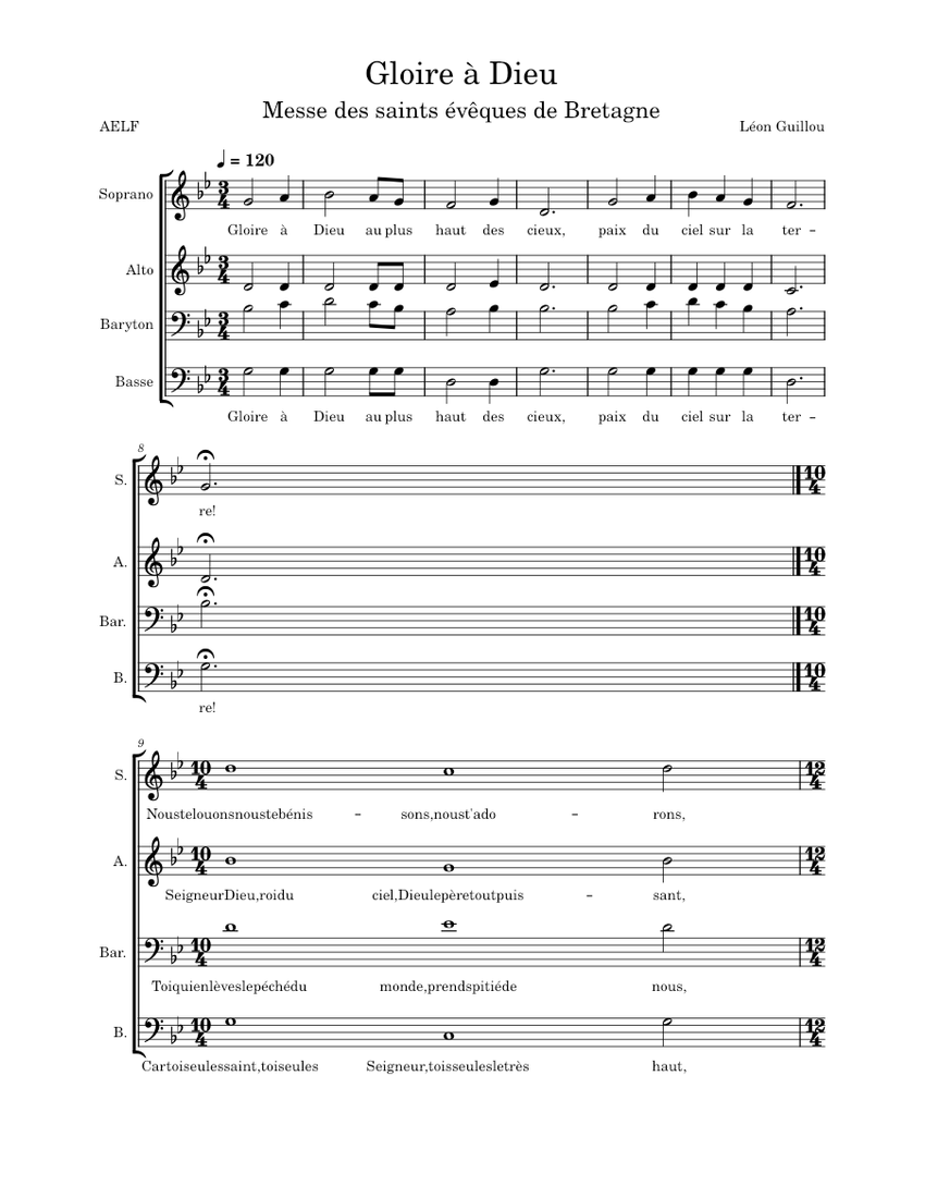 Gloire à Dieu de la messe des saints évêques de Bretagne Léon Guillou