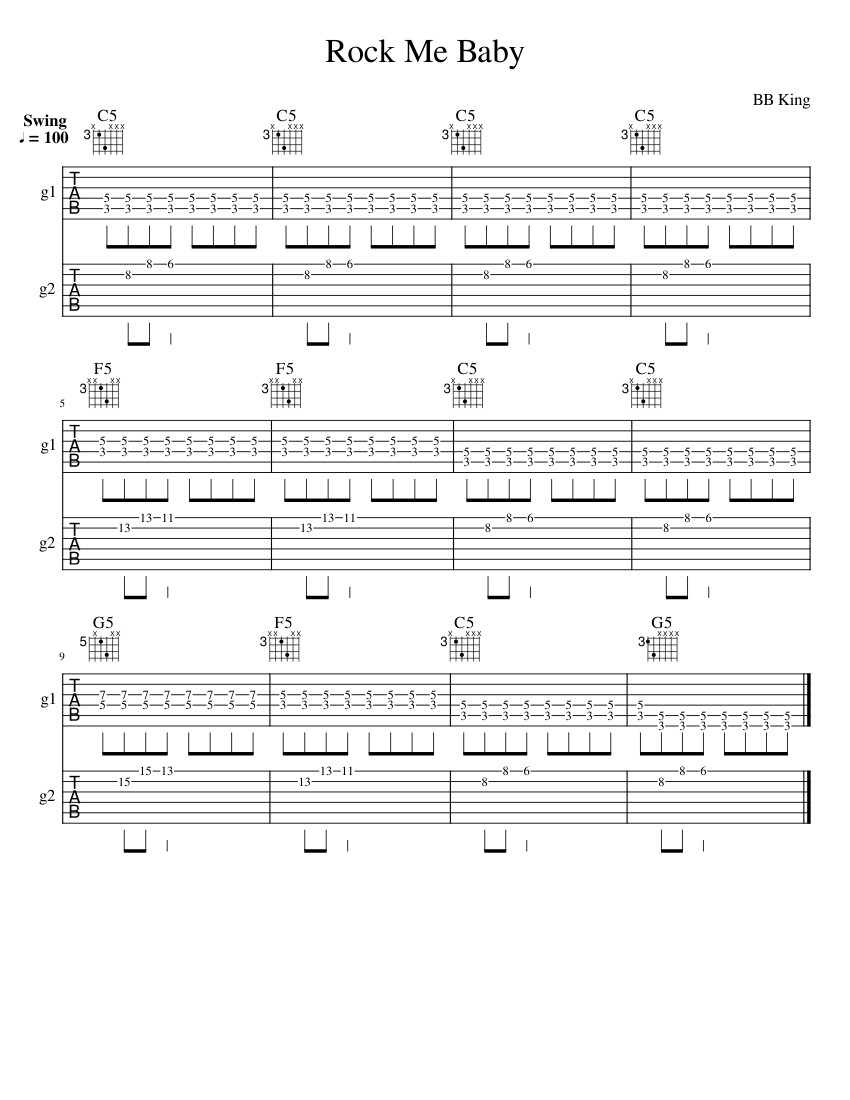 Rock Me Baby (guitar duo arr.) Sheet music for Guitar (Mixed Duet
