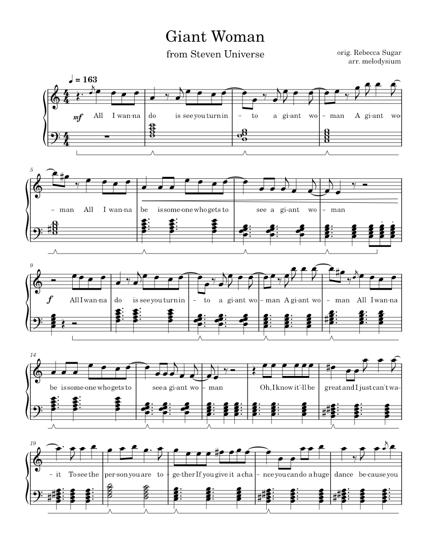 Giant Woman – Rebecca Sugar Giant Woman Sheet music for Piano (Solo ...