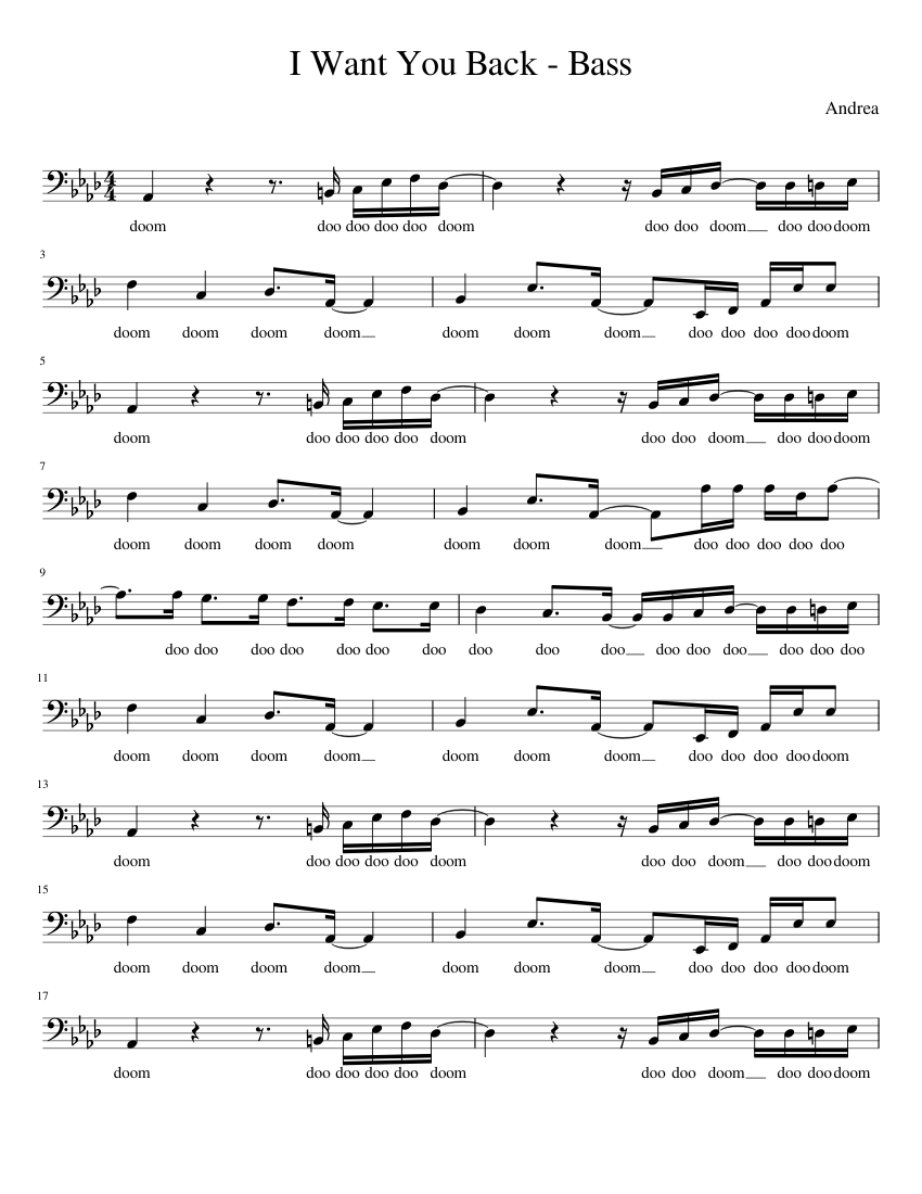 I Want You Back - Bass Sheet music for Piano (Solo) Easy | Musescore.com