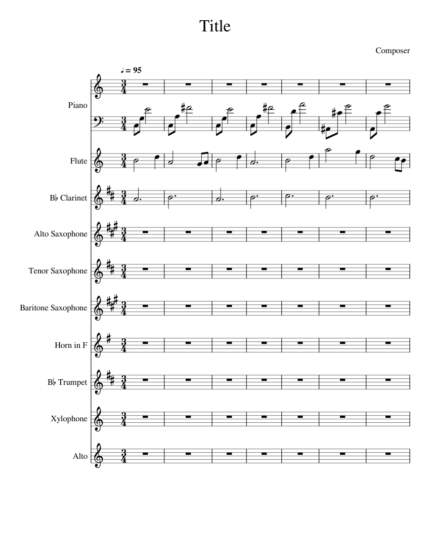 Zelda's Lullaby Sheet music for Piano, Alto, Flute, in bflat
