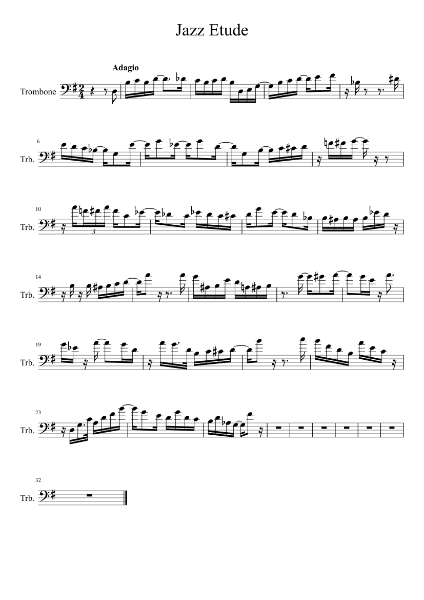 Jazz Etude Sheet music for Trombone (Solo) | Musescore.com