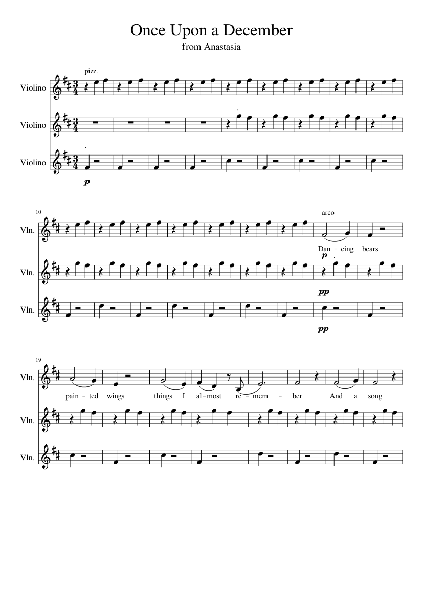 Once Upon a December Sheet music for Violin (Mixed Trio) | Musescore.com