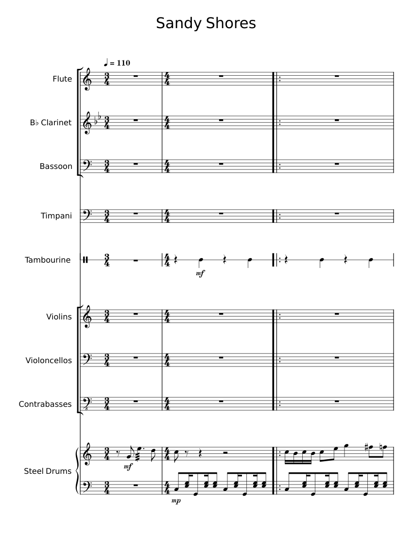 Sandy Shores Sheet music for Flute, Bassoon, Timpani, Drum group & more ...