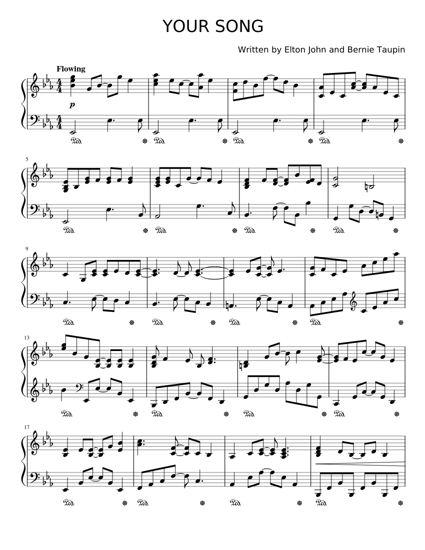 Your Song - Elton John Sheet Music For Piano (Solo) | Musescore.com