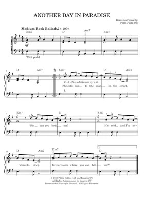 Phil Collins Another Day in Paradise Sheet Music Downloads