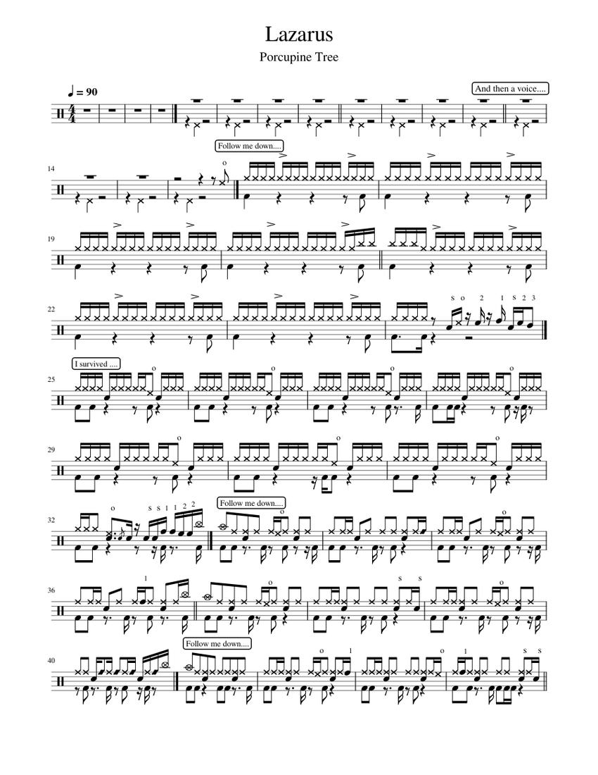Lazarus - Porcupine Tree Sheet music for Drum group (Solo) | Musescore.com