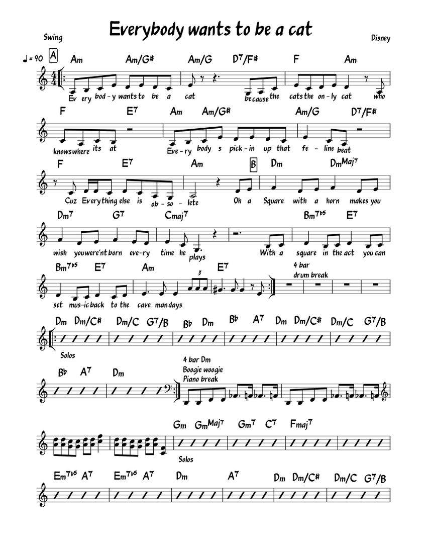 Everybody wants to be a cat Sheet music for Piano (Solo) | Musescore.com