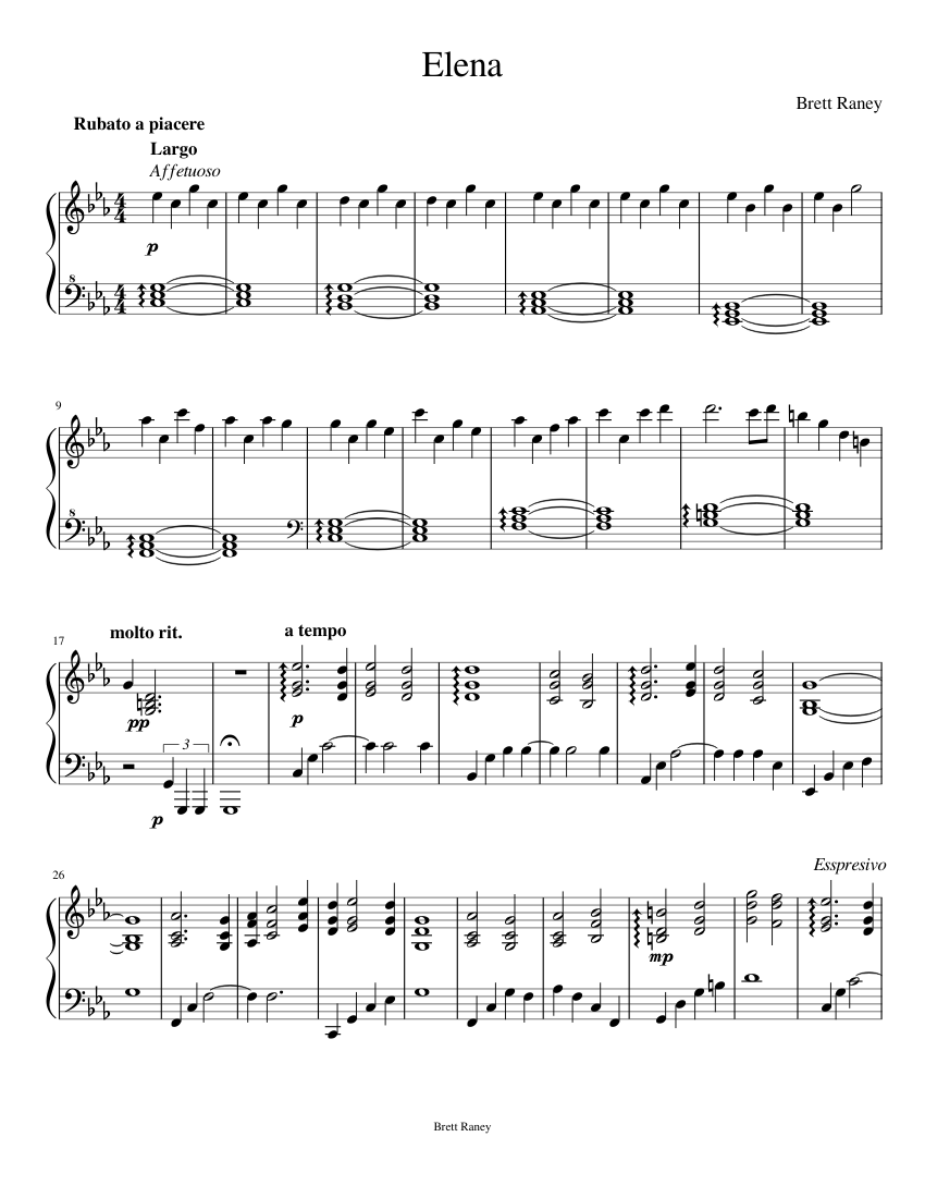 Elena - Original Piano Composition (Live recording in description) Sheet  music for Piano (Solo) | Musescore.com