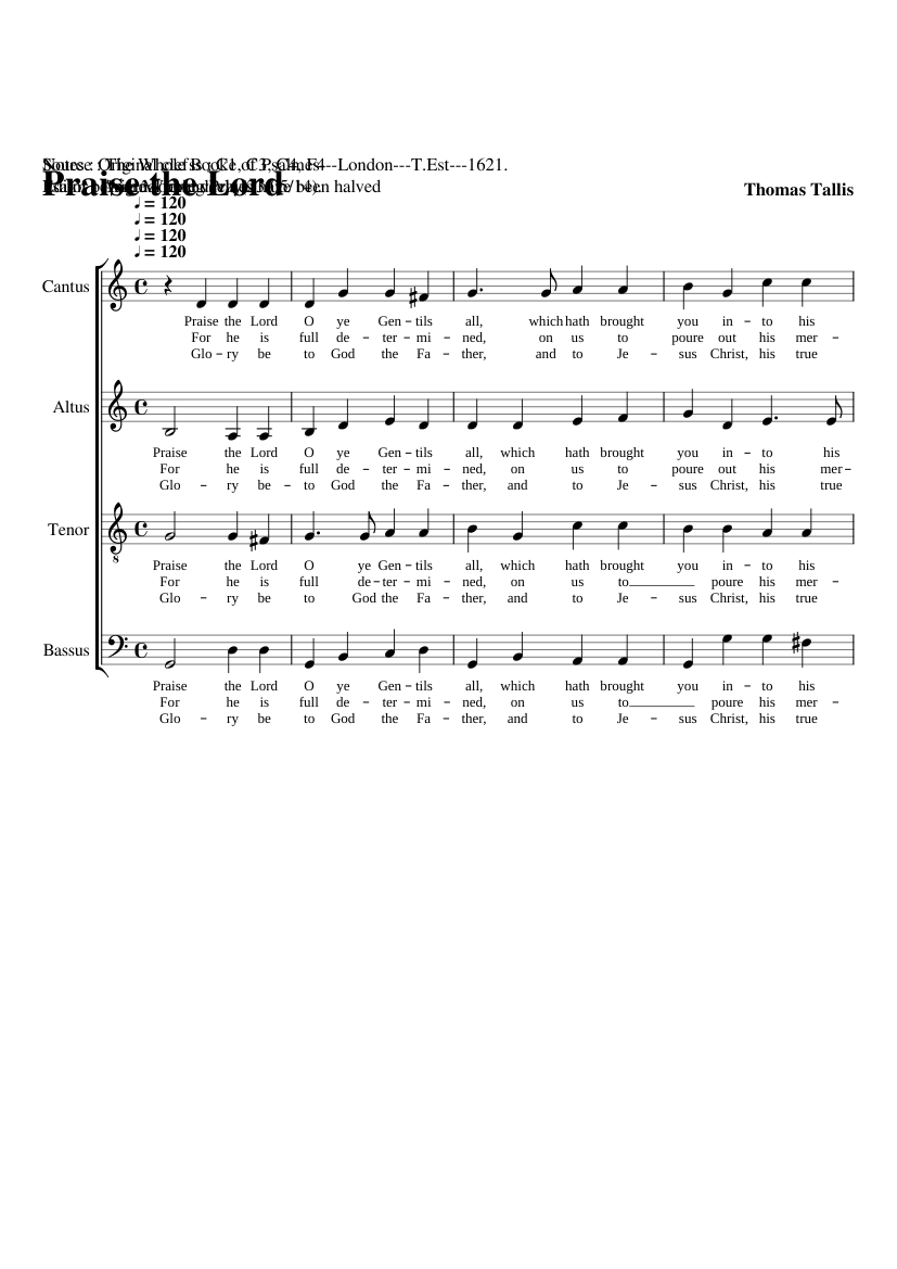 Praise the Lord O ye Gentils all (A Psalme before Morning Prayer)