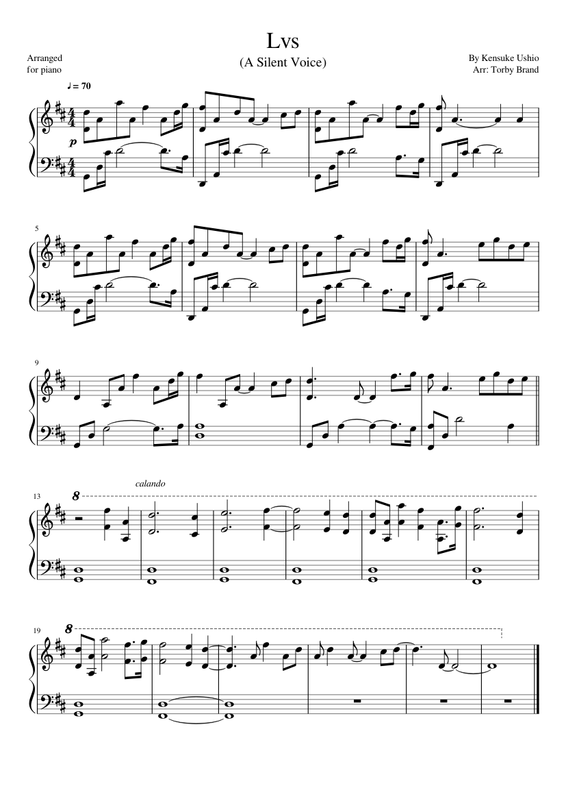 lvs (A Silent Voice) Sheet music for Piano (Solo)