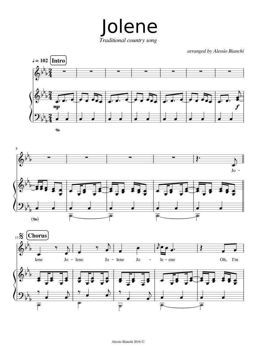 Jolene Sheet music for Piano, Vocals (Piano-Voice) | Musescore.com