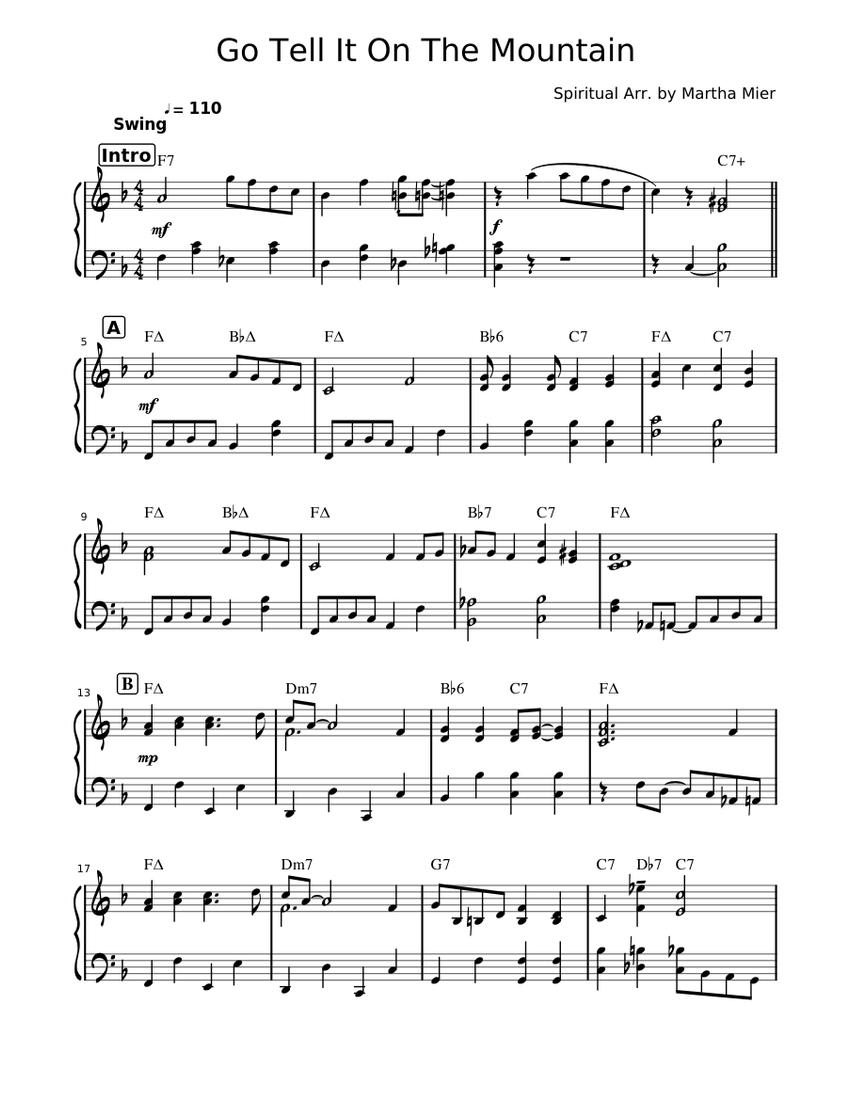 Go Tell It On The Mountain Sheet music for Piano (Solo) | Musescore.com