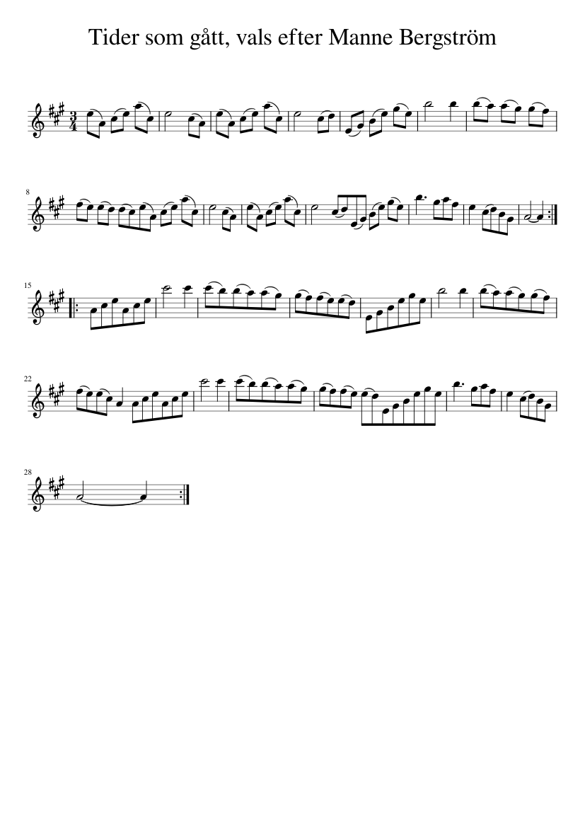 Tider som gått, vals efter Manne Bergström - piano tutorial