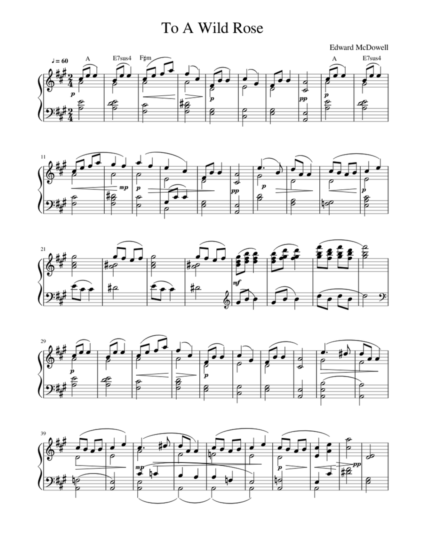 To A Wild Rose Sheet music for Piano (Solo) | Musescore.com
