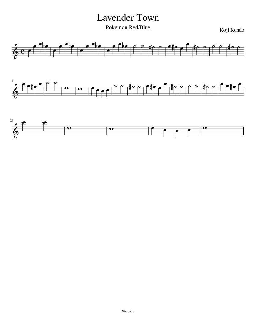 Lavender Town (Clarinet Solo) Sheet music for Clarinet (Solo) |  Musescore.com