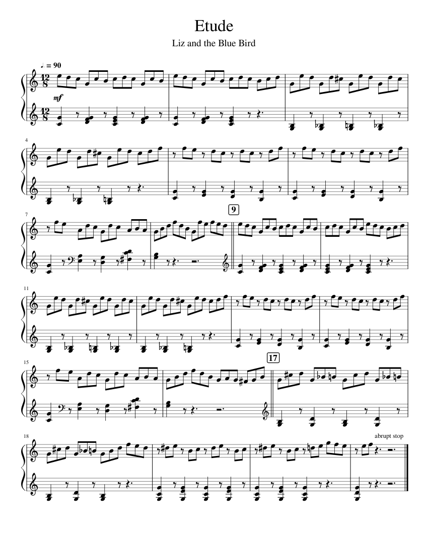 リズと青い鳥 エチュード 楽譜 ピアノ (ソロ) easy | MuseScore.com