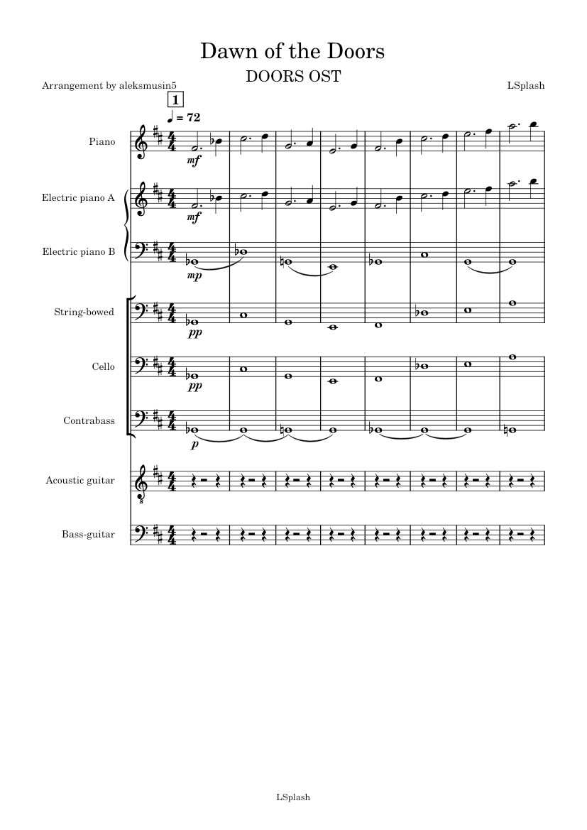 Doors (Roblox) - Dawn of the Doors Sheet music for Piano (Solo