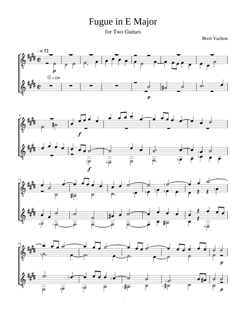 Fugue for 2 Guitars in E Major