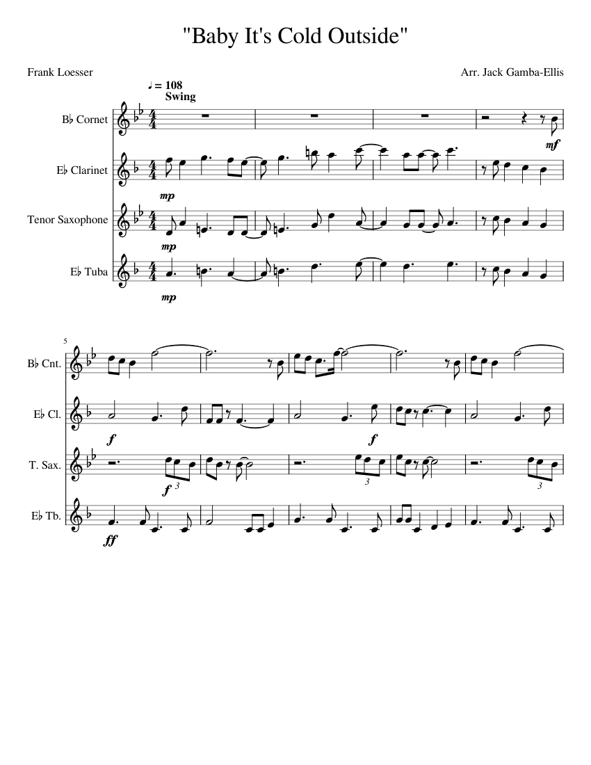 Baby_It's_Cold_Outside Sheet music for Tuba, in eflat