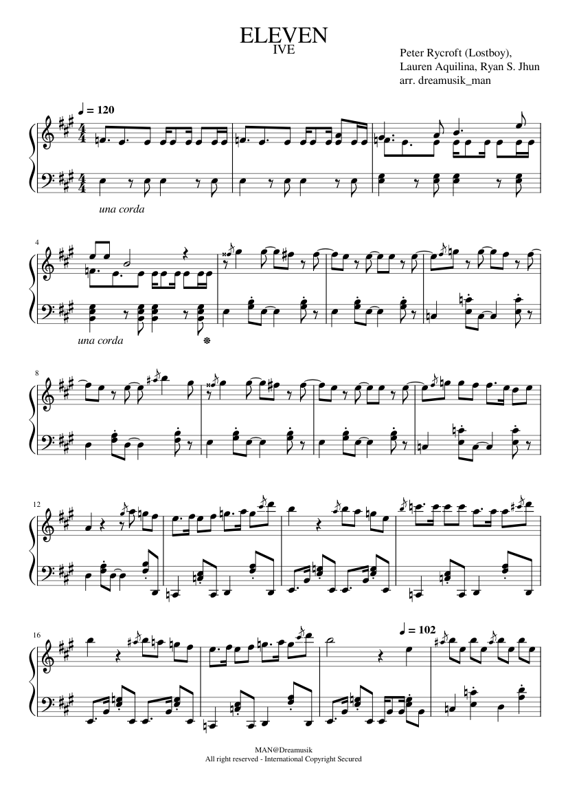 ELEVEN – IVE (아이브) Sheet Music for Piano (Solo) | MuseScore.com