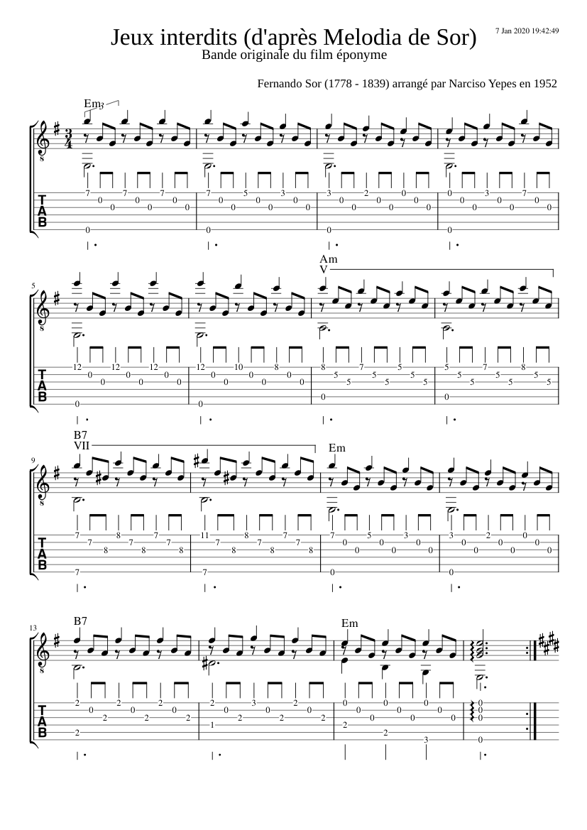 Jeux interdits (Guitar) Spanische Romanze