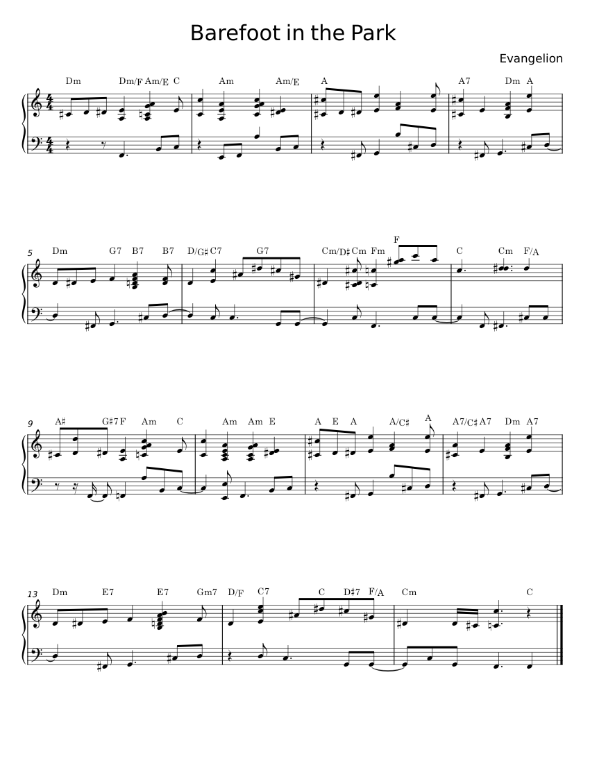 Barefoot in the Park Sheet music for Piano (Piano Duo) | Musescore.com
