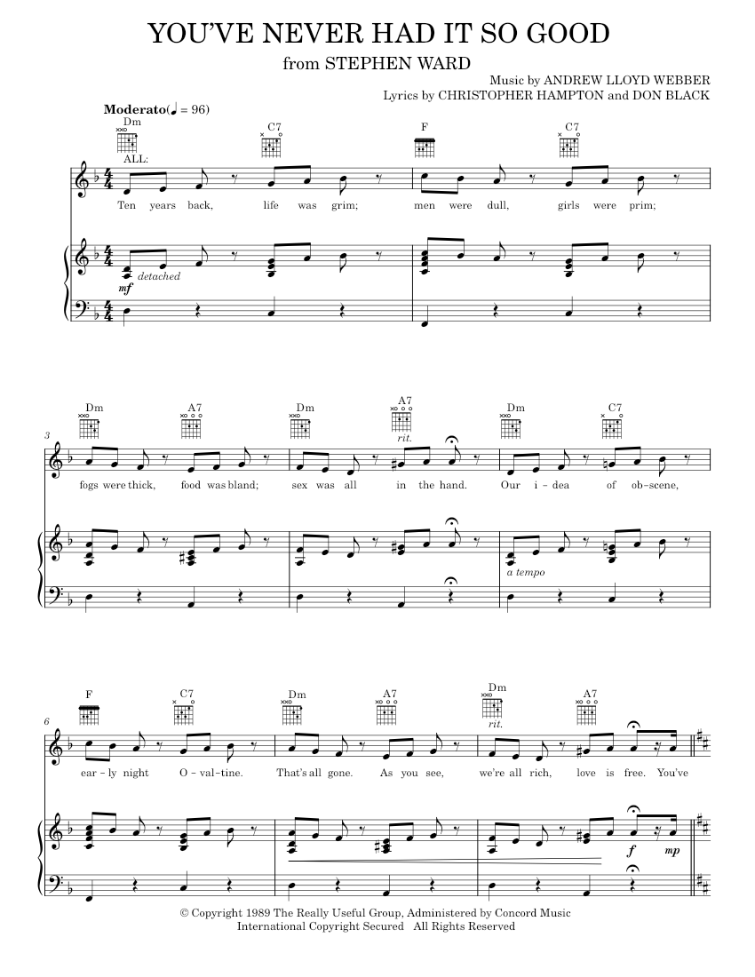 You've Never Had It So Good Sheet music for Piano, Vocals by Andrew ...