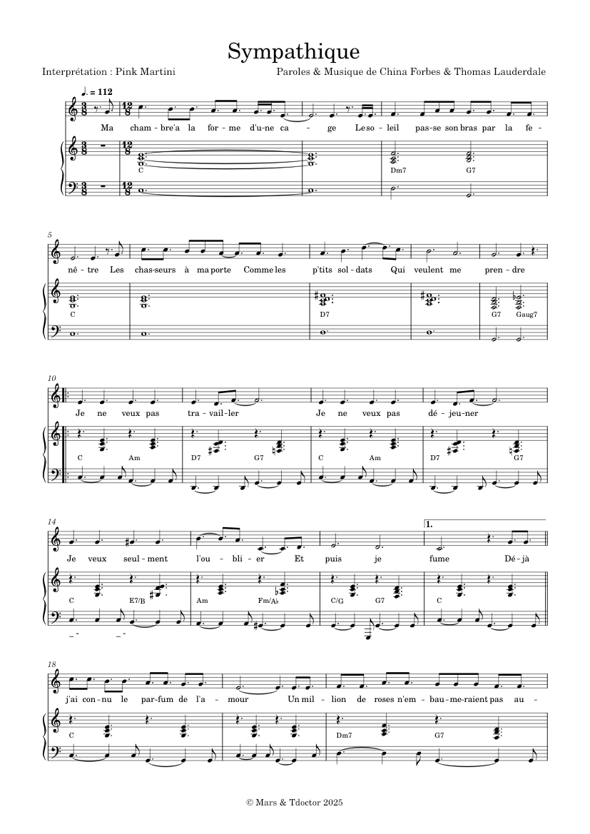 YngwieMalmsteen,SeventhSign,bandscore楽譜 Sympathique – Pink Martini Sheet Music with Chords for Piano, Oboe