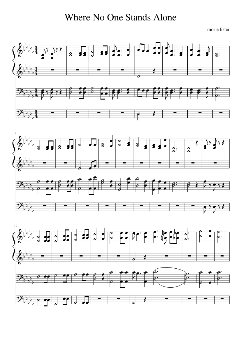 Where No One Stands Alone Sheet Music for Piano (Solo) easy | MuseScore.com