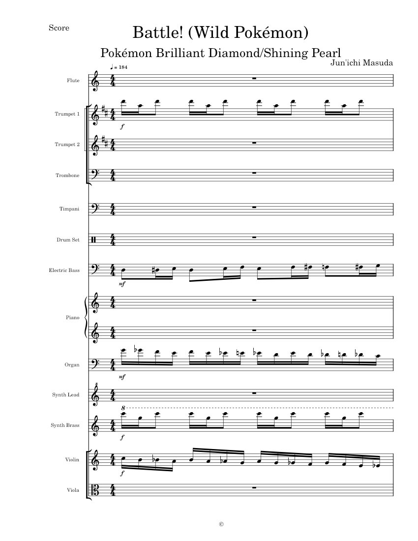 Pokémon Brilliant Diamond/Shining Pearl - Transcribed Score sheet