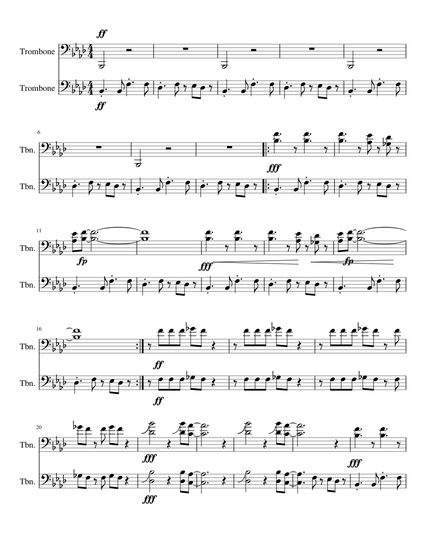 Hardcore - Trombone Fanfare Sheet music for Trombone (Brass Duet) |  Musescore.com