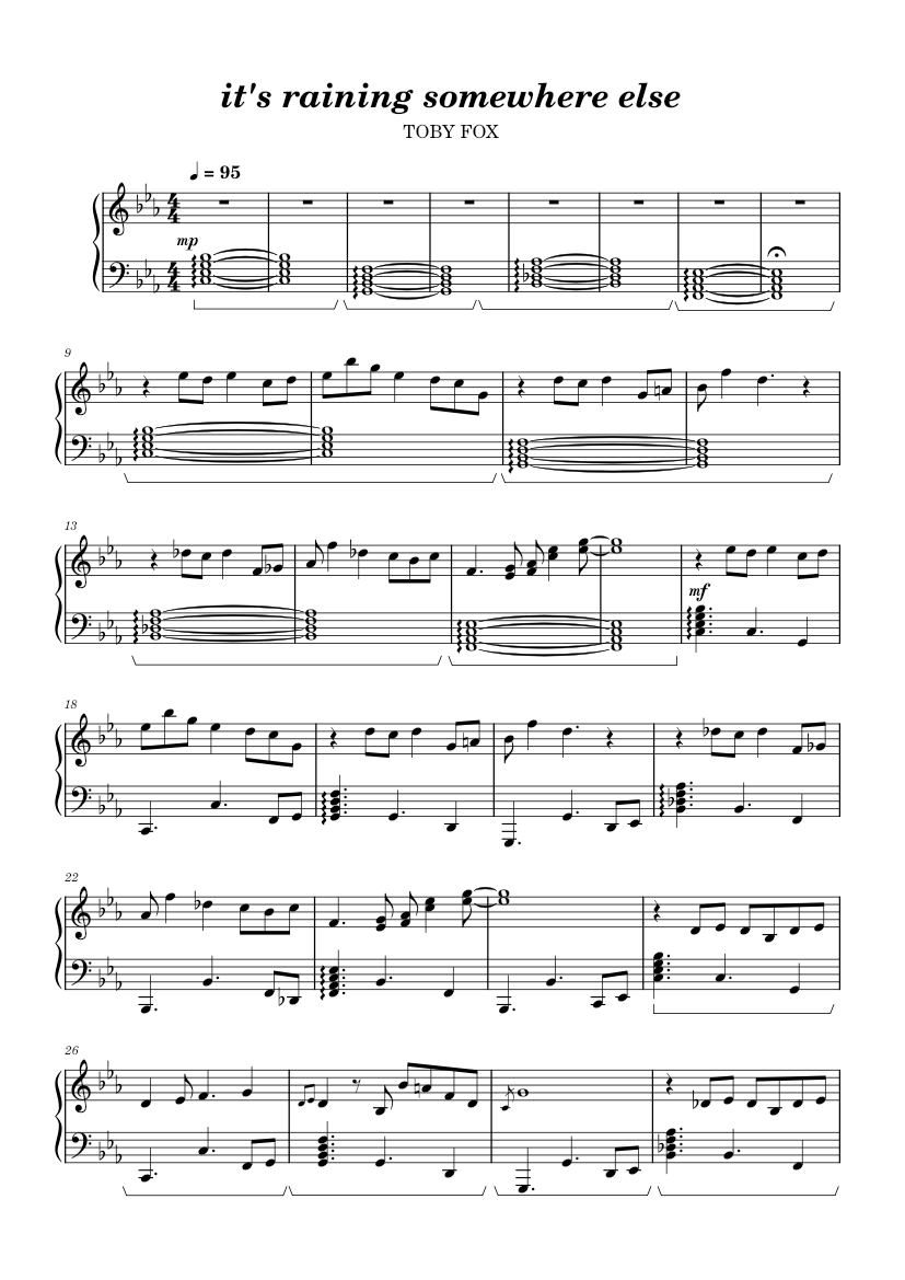 It S Raining Somewhere Else Sheet Music For Piano Solo Musescore Com This is my piano tutorial for it's raining somewhere else from undertale soundtrack by toby fox. it s raining somewhere else sheet music