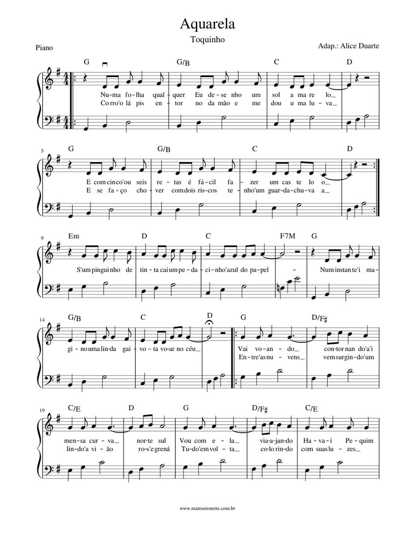 A Letra Da Musica Aquarela De Toquinho
