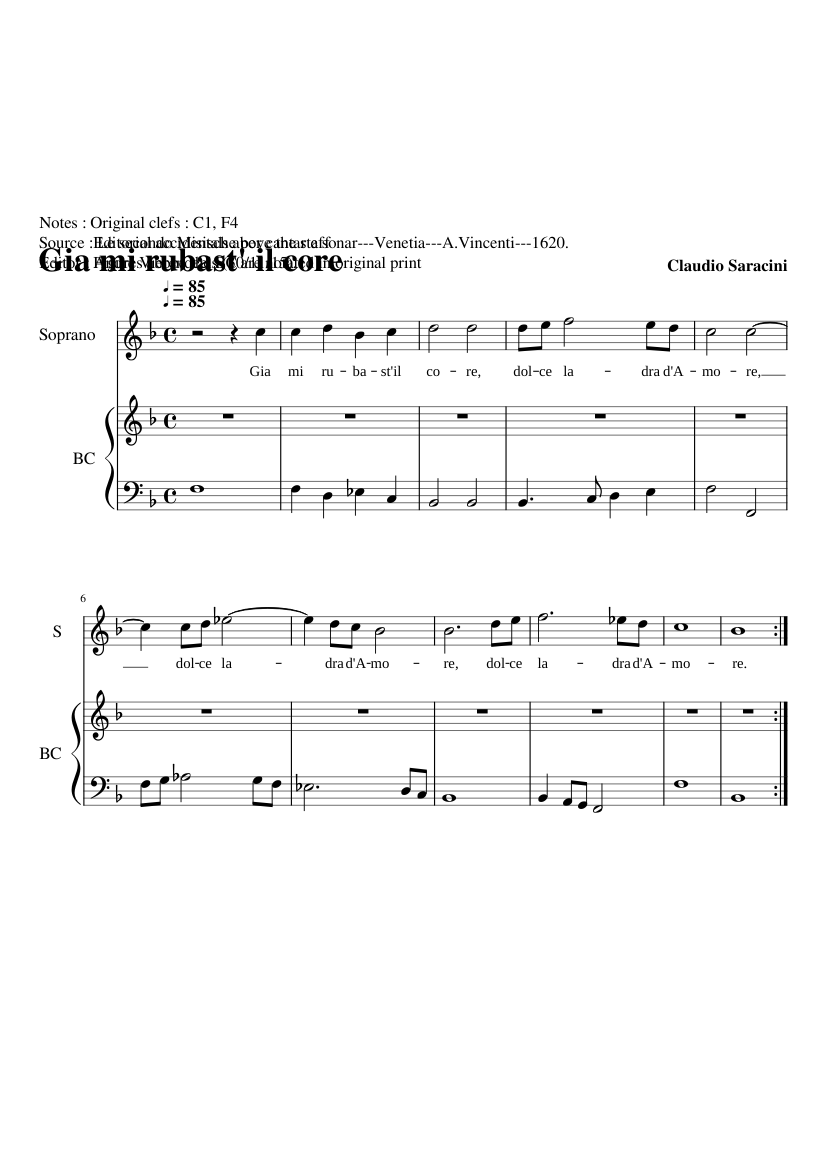 Gia mi rubast' il core