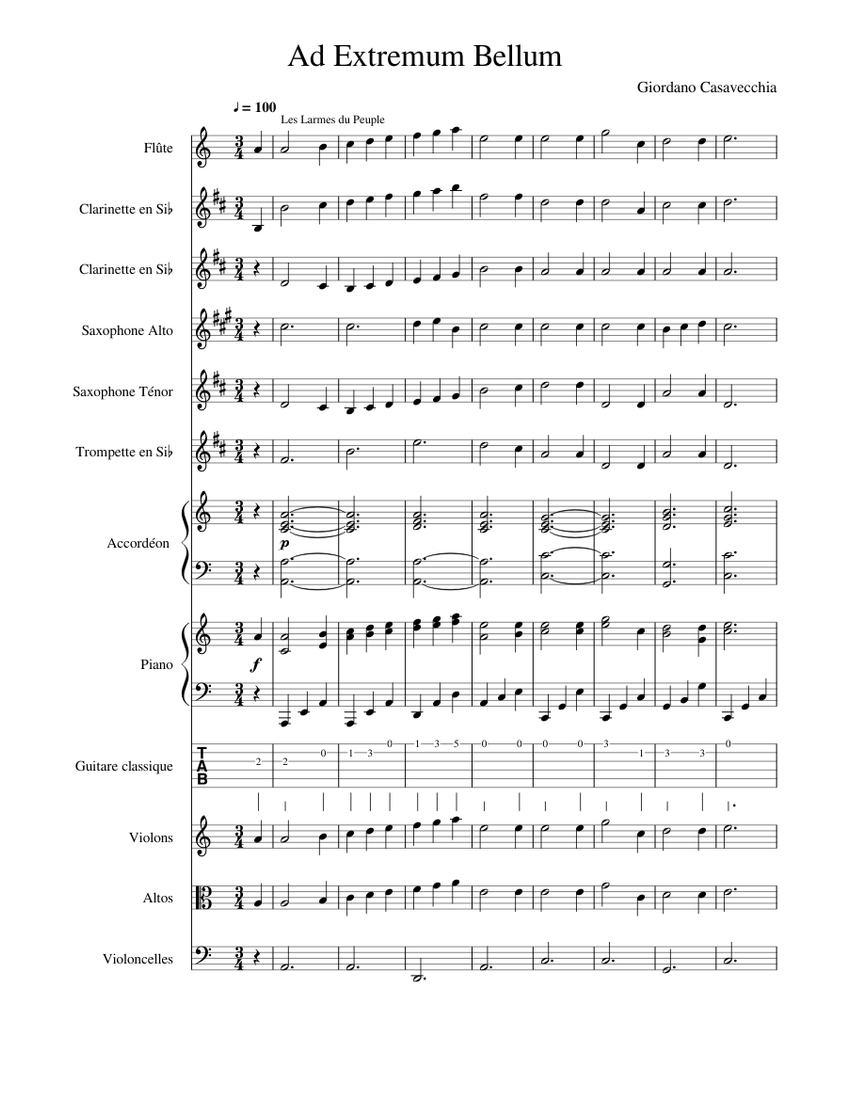 The Last War Sheet music for Piano, Accordion, Flute, Clarinet in b-flat &  more instruments (Mixed Ensemble) | Musescore.com