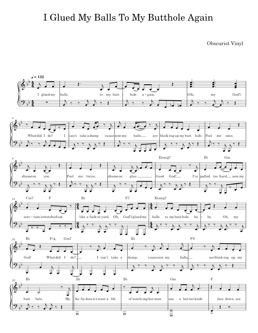 I Glued My Balls To My Butthole Again 楽譜 コード付き ピアノ (ソロ) | MuseScore.com