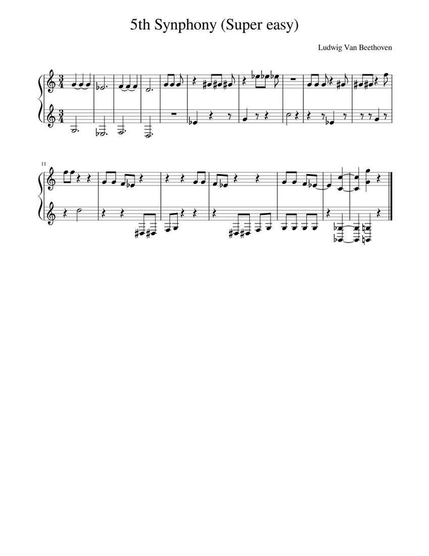 5th Synphony (Super easy) Sheet music for Piano (Solo) | Download and ...