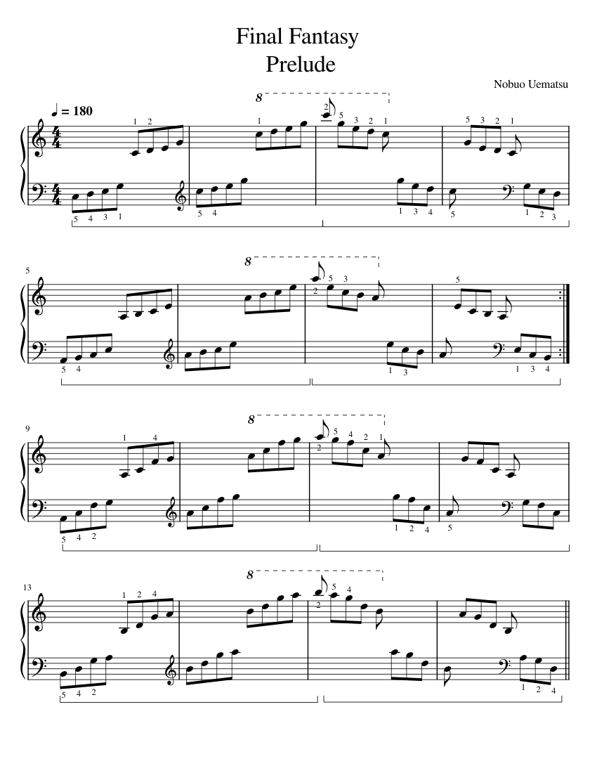 Prelude (Final Fantasy I) Nobuo Uematsu Sheet music for Piano